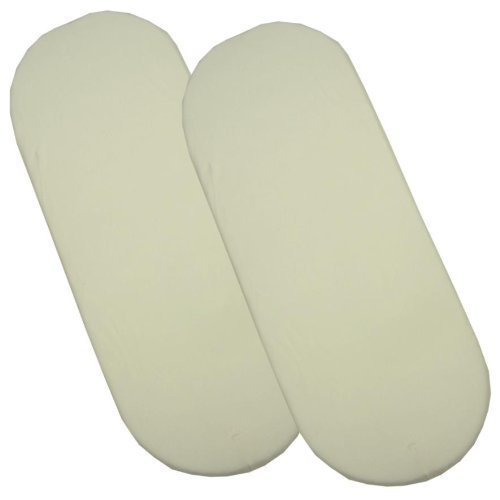 BabyPrem Pack of 2 Fitted Cotton Moses Basket Sheets (73 - 76 x 28 - 30 cm) CREAM