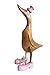 Produktbild Ente mit Schuhen und Hut rosa 31 cm Holzfigur Dekofigur Zierfigur Teakholz
