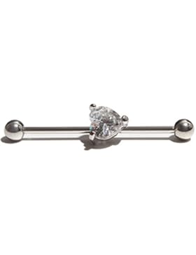 vcmart Edelstahl Square/Star/Herz klar CZ Industrial Barbell Ohrstecker Ohr Piercing 14 G 35 mm Länge