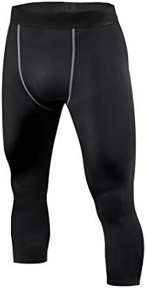 RUNYA Men's Skin Tights Compression 3/4 Running Pants Baselayer Workout Leggings