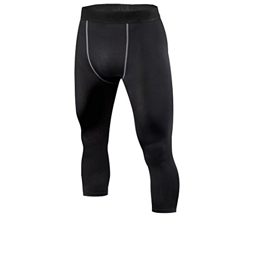 RUNYA Men's Skin Tights Compression 3/4 Running Pants Baselayer Workout Leggings