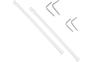 VETRINEIN RETE Vetrineinrete® Bastone per tenda da finestra 2 pezzi con ganci a vite asta telescopica allungabile da 30 a 50 cm bacchette M7