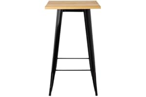 RELOVE Tavolo da bar in legno (MDF) metallo mangia in piedi ferro design industriale alto bistrò, per casa pub bistrò, cocktail da pranzo per cucina ristorante patio (60 x 60 x 110 cm (colore legno))