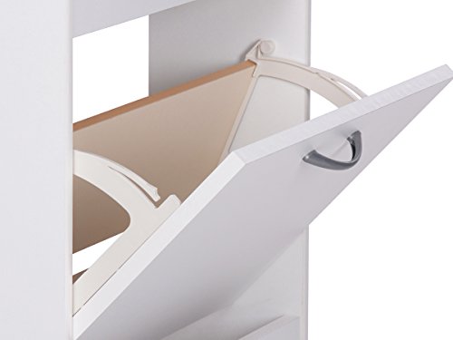 Schuhkipper Schuhschrank Aufbewahrungsschrank Schrank Schuhkommode „Lahede I“ (Weiß) - 7
