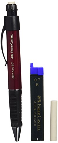 Faber-Castell 130997 – Druckbleistift GRIP PLUS inklusive 12 Minen, Härtegrad: B, Minenstärke: 0,7 mm, Schaftfarbe: grün -, rot -, blau – oder schwarz metallic – keine Farbauswahl möglich - 2
