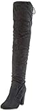  Damen Stiefel Schleifen Overknees Veloursleder-Optik Langschaftstiefel Boots Schuhe 130732 Schwarz Black 40 Flandell