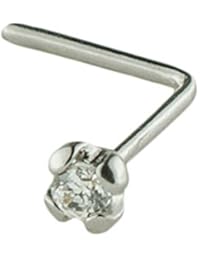Mia Gioielli - Piercing Orecchino Naso Oro Bianco o Giallo 750-18kt con Brillantino Donna Ragazza - Montatura a Griffe