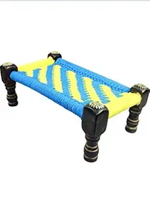 A S Handicrafts and Crafted Wood and Jute Made Miniature Charpai Toy for Kids