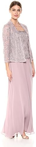 Emma Street Women's 2 Piece Beaded Jacket and Gown Mother of The Bride Dress, Mauve, 18