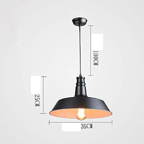 FuweiEncore La lámpara de araña de minería Lámpara de araña Retro Restaurante Restaurante Café Bar Cabeza única Industria (Color : Negro, tamaño : 36 * 25cm)
