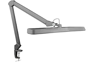 Neatfi (Nouveau modèle) Lampe de table à LED XL, 2 500 lumens, 6500K, 30W, 162 LED SMD, 56 cm de large, graduable, lampe de travail de qualité professionnelle (Non-CCT avec Pince, Argent)