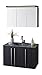 Produktbild Kesper Badmöbel 3054410174623027 Waschplatz Madeira, Set 2-teilig, Waschplatz 3 Türen, Spiegelschrank 3 Türen, LED Beleuchtung, 63 x 100 x 46,5 cm, graphit-struktur