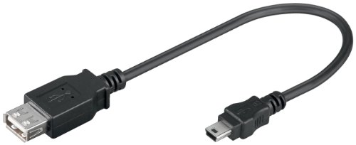 Wentronic 0.2m USB 2.0 - Cable USB (USB A, Mini-USB B, Macho/hembra) Negro