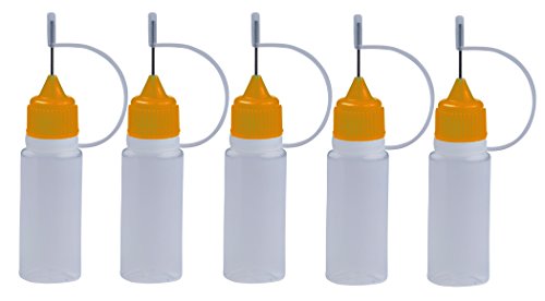 5 Stück Nadelflaschen mit ORANGE Nadelkappe- SmokerFuchs® Nadelcap - Leerflasche je 10 ml zum befüllen und mischen von Liquid