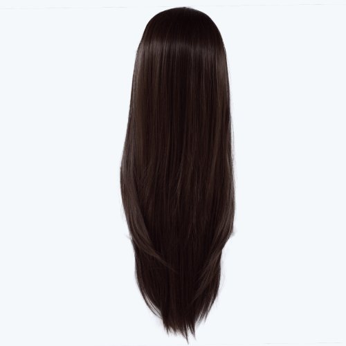 Ladies 3/4 WIG Half Fall Clip In Hair Extension STRAIGHT Dark Brown #4