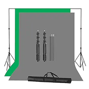Boltove Green and Grey Screen Backdrop with Stand, 8FT X 12FT Wide Green Screen Backdrop with 8.5 FT x 12 FT Wide Photo Backdrop Stand, Photo Backdrop Stand Kit Include Carry Bag