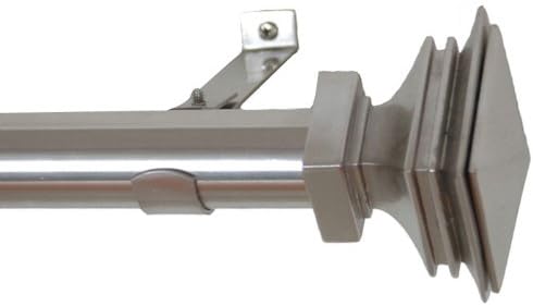 RuLu 25634 18 by 48-Inch Stacked Square Nickel Curtain Rod with 1.25-Inch Pipe
