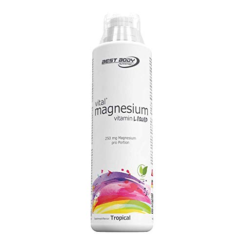 Best Body Nutrition Magnesium Vitamin Liquid, Tropical, 500 ml Flasche
