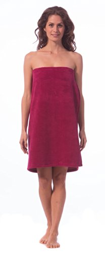 Saunakilt kurz, 70 cm lang und 150 cm breit, Farbe fuchsia, zum Knöpfen und mit Gummizug, Außenseite kuschelige Microfaser Innenseite saugstarke Baumwolle, von Morgenstern