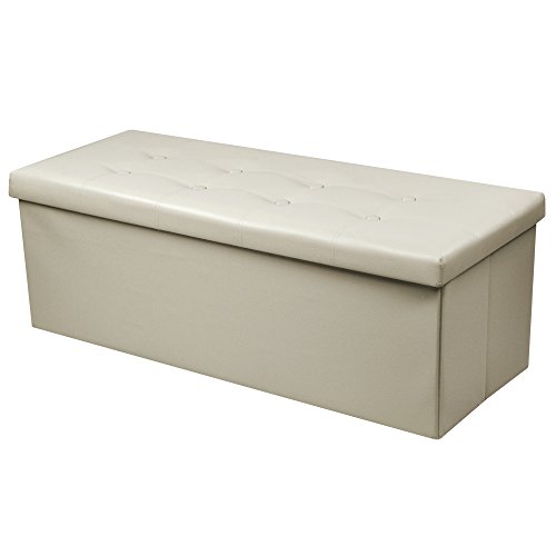 chinkyboo 110cm x 38cm x 38cm Large Double Faux Leather Ottoman Folding Storage Pouffe Toy Box Foot Stool Seat