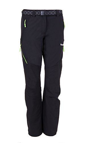 Izas Stretch Birham, Pantalón Técnico para Mujer, Negro / Verde claro, XL - Izas