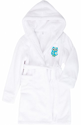 Preisvergleich Produktbild Timone Kinder Bademantel Kids Owl (Weiß (Türkis Eule), 110-116)