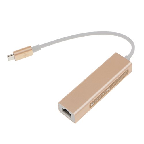 MagiDeal USB Typ C 3.1 zu RJ45 USB 3.0 HUB Adapter mit 3 Buchse Adapter für PC - Gold