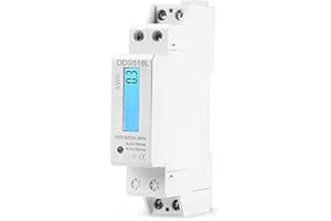 Bruafsir LCD Monophasé Consommation Electrique du Wattmètre Rétro-Eclairé Compteur d'énergie en Watts kWh AC 5-32A 230V 50Hz 110V 60Hz électrique DIN sur Rail