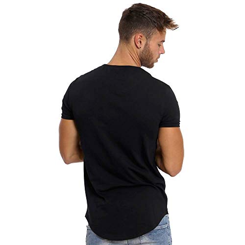 Sik Silk Hombre Hem curva Logo Gimnasio de la camiseta, Negro, X-Small