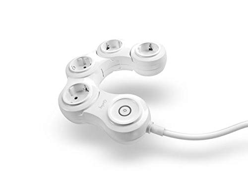 Quirky PPVPP-WHEU Pivot Power Pop Interior 4salidas AC 0.61m Bases múltiples (Interior, 0,61 m, 4 salidas AC, Tipo C (Europlug), Tipo C, Tipo E (FR), Tipo F), Blanco
