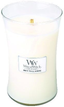 Woodwick Candle Woodwick White Tea Jasmine – WoodWick 22oz Large Jar Candle Burns 180 Hours
