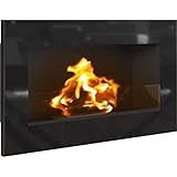 Biochimenea GOLF BLACK brillante con cristal protector 648 mm x 374 mm. Chimenea de bioetanol, formas modernas, llena de elegancia y calidez. Diseño fabricado en Poland.