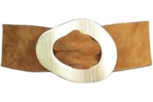 FrasiBags Cintura Donna Larga in Camoscio con Fiabbia Anello Tonda Ovale, Cintura Donna Pelle Scamosciata, Cintura Alta Donna, Cinta Donna Pelle Made in Italy