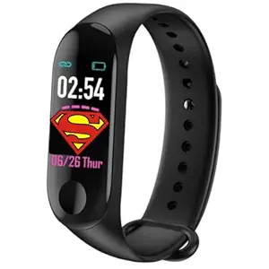 Suprico (Great Indian Offer With: 7 Years Warranty ) Men Women M3H Waterproof Smart Band Fitness Tracker Watch with Heart Rate, Activity Tracker Body Functions Like Steps Counter, Calorie Counter, Heart Rate Monitor LED Touchscreen (Black)