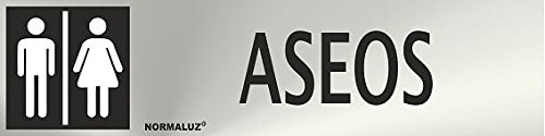 Normaluz RD707008 - Señal Adhesiva Rectangular Aseos Unisex Acero inoxidable Adhesivo 0,8 mm 5x20 cm