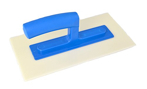 TREBI Kunststoff-Glättekelle 280 x 140 mm - Kunststoffgriff blau - Glätter - Blattstärke 3 mm