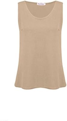 MISS n MAM New Ladies Women Plain Sleeveless Crepe Vest Top Plus Size 12-20 Spring/Summer (12, Nude)
