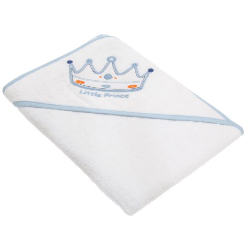 Baby Boys Little Prince Hooded Bath Towel (75cm x 75cm) (White/Blue)