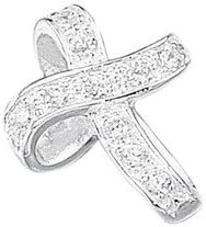 Unique Wishlist Cubic Zirconia Fancy Folded Silver Cross - 20"