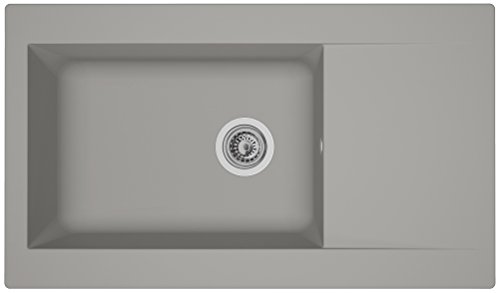 respekta Mineralite Spüle Küchenspüle Spülbecken Einbauspüle Denver 86 x 50 betongrau - 2