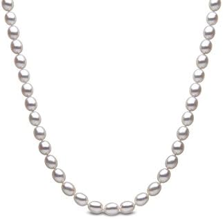 Kimura 7.5 mm Cultured White Rice Shaped Freshwater Pearl 18-inch Necklace 9 ct Yellow Gold