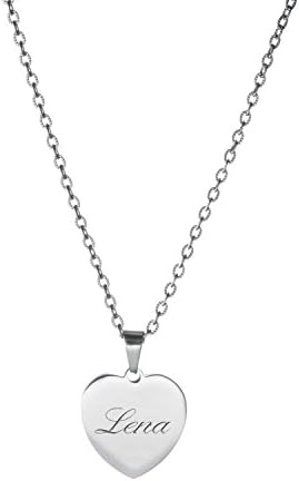 Customised Necklace – Heart Pendant With Chain - Personalised With [Name] – Engraved Stainless Steel Jewellery – Custom Jewellery Gift for Women