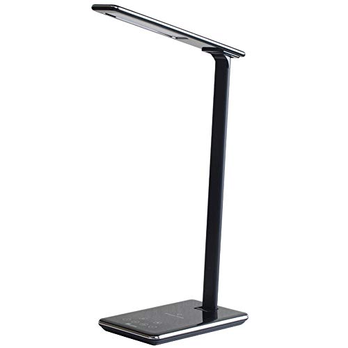 Preisvergleich Produktbild Costume LED Schreibtischlampe mit kabellosem Ladepad, Augenschutz Tischlampe, Touch Control, Einstellbare Helligkeit, geringe Wärmeableitung Perfekt für den Einsatz am Krankenbett / Büro (Schwarz)