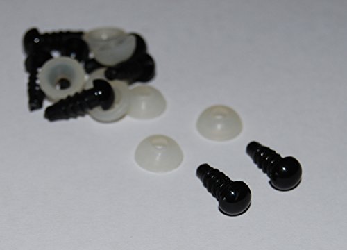 4 Paar, Solid Black Eyes Rückseite Kunststoff, 5 mm, für Teddybär Safety Augen Plüschfigur ist oder