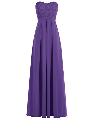 Wedtrend Robe de Demoiselle d'honneur Longue en Mousseline Haute Dentelle Robe Bustier de Soirée Fête Cérémonie Elégante WT12058-Purple-6