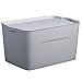 Produktbild J+N NJ Aufbewahrungsbox- Stapelbare Kunststoff-Aufbewahrungsbox, Wohnzimmer Schlafzimmer Finishing Kleidung Spielzeug Aufbewahrungsbox (Farbe : Gray, größe : L33xW21xH14.5cm)