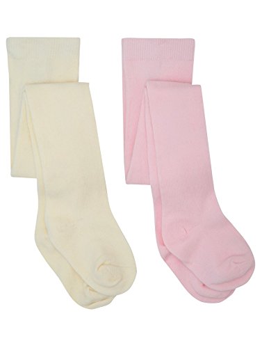 M&Co Baby Girl Knitted Tights In Cream And Pale Pink - Multipack - 2 Pairs Multicolour 0/6 Mth