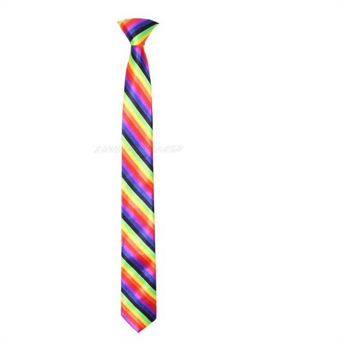 UNISEX MONO CHROME TIES NEON PARTY SCHOOL TIE FANCY DRESS DANCEWEAR CLOTH[Rainbow]