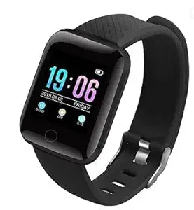 ID116 Plus Smart Bracelet Fitness Tracker Color Screen Smartwatch Heart Rate Blood Pressure Pedometer Sleep Monitor (Black)