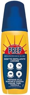 Prep, Insetto-Repellente Lozione, Lozione Antipuntura Pronta all'Uso, Protegge dalle Punture di Zanzara Comune, Tigre, Tropicale, Zecche, 100ml